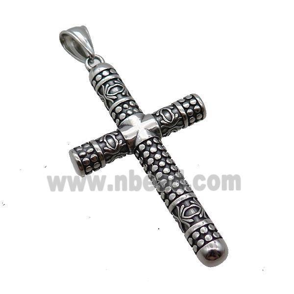 Stainless Steel Cross Pendant Antique Silver