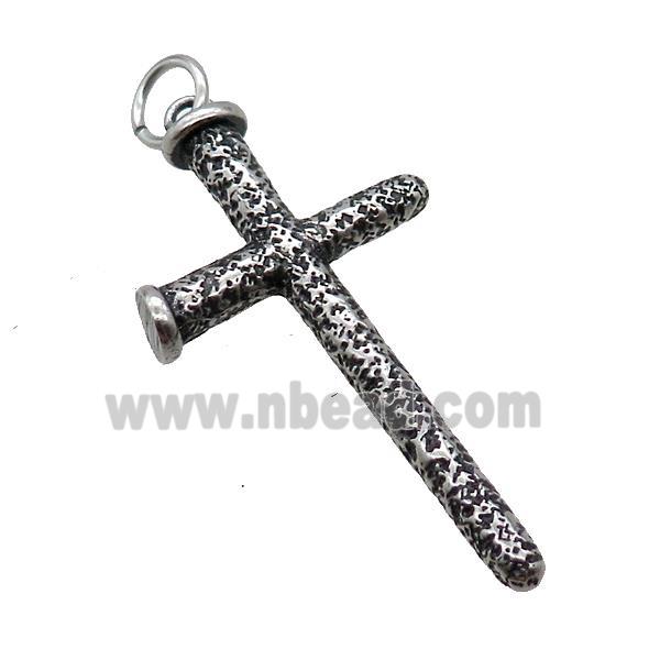 Stainless Steel Cross Pendant Antique Silver