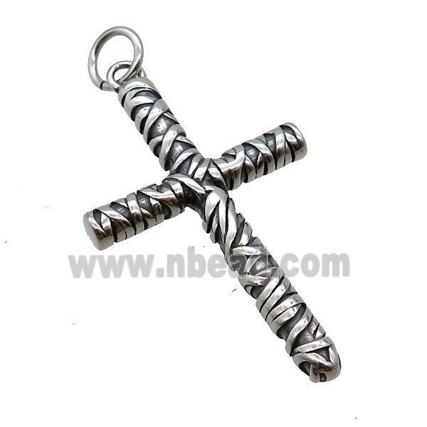 Stainless Steel Cross Pendant Antique Silver