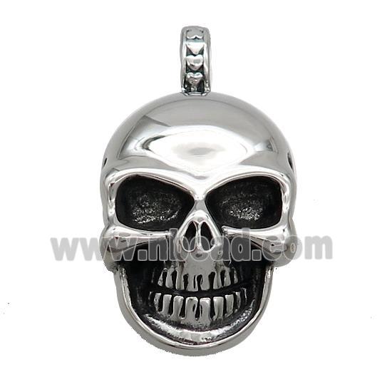 Stainless Steel Skull Charms Pendant Antique Silver