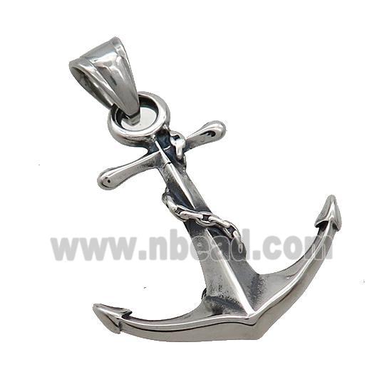 Stainless Steel Anchor Charms Pendant Antique Silver