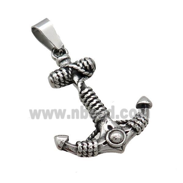 Stainless Steel Anchor Charms Pendant Antique Silver