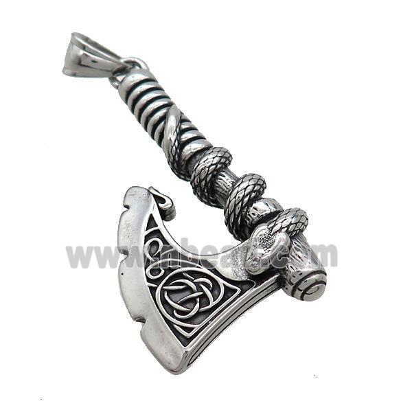 Stainless Steel Thor Axe Charms Pendant Antique Silver