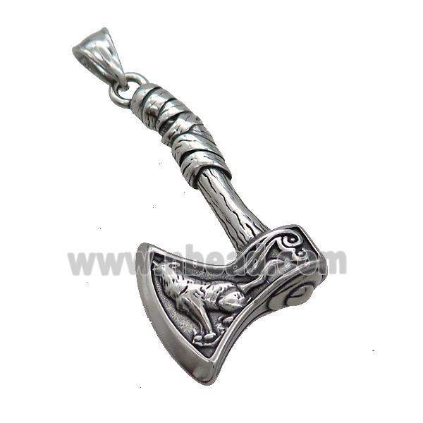 Stainless Steel Thor Axe Charms Pendant Antique Silver