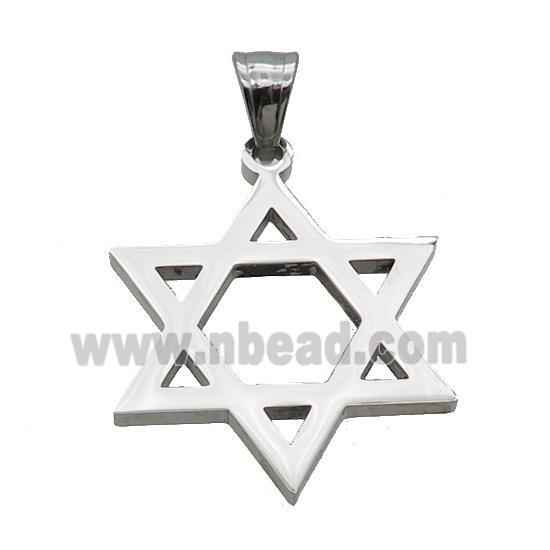 Raw Stainless Steel David Star Pendant