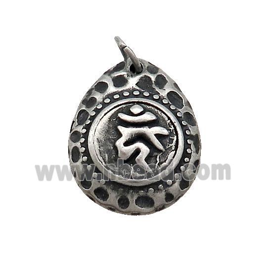 Stainless Steel OM Teardrop Pendant Antique Silver