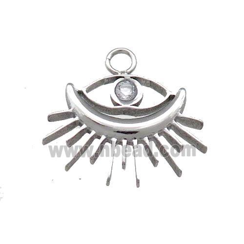 Raw Stainless Steel Eye Pendant Pave Rhinestone