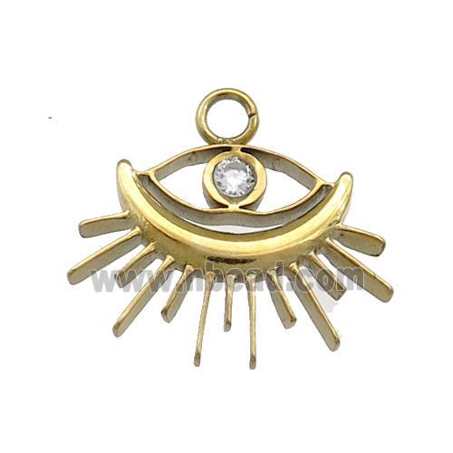 Stainless Steel Eye Pendant Pave Rhinestone Gold Plated