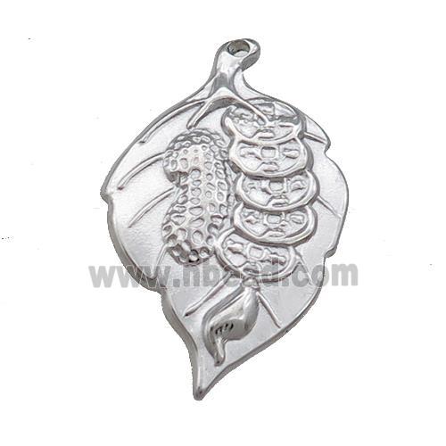 Raw Stainless Steel Leaf Charms Pendant Peanut