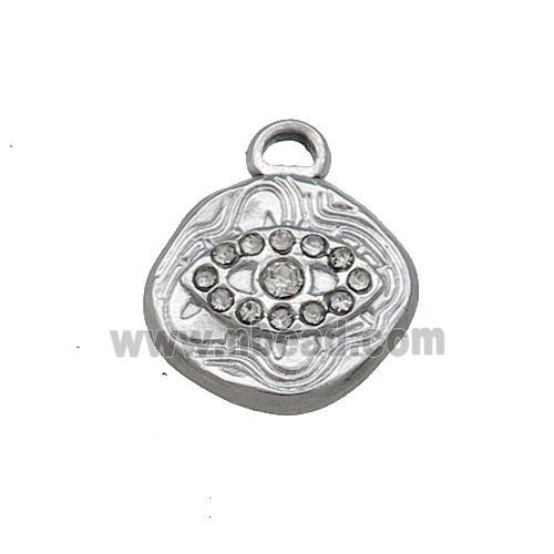 Raw Stainless Steel Eye Charms Pendant Pave Rhinestone