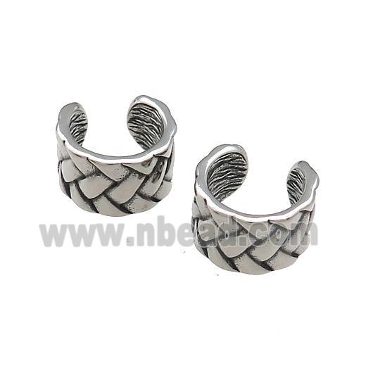 Stainless Steel Clip Earrings Antique Silver