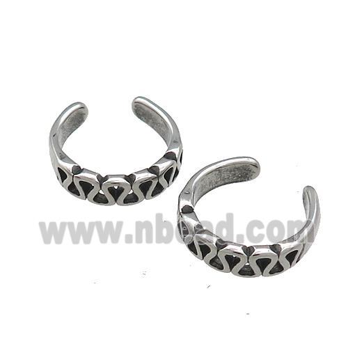 Stainless Steel Clip Earrings Antique Silver