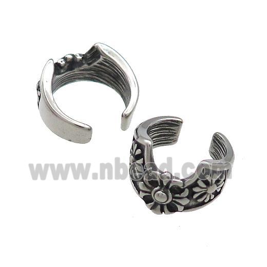 Stainless Steel Clip Earrings Antique Silver