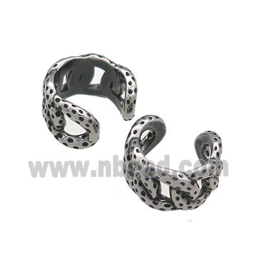 Stainless Steel Clip Earrings Antique Silver