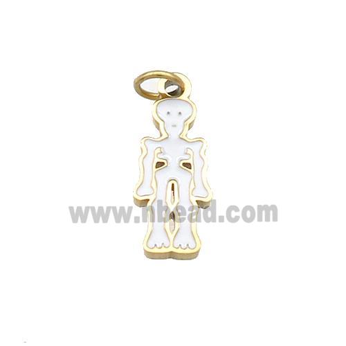 Halloween Skull Charms Stainless Steel Pendant White Enamel Gold Plated