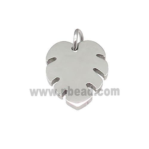 Raw Stainless Steel Leaf Pendant