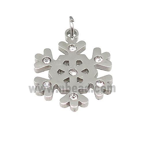 Christmas Snowflake Charms Row Stainless Steel Pendant Pave Rhinestone