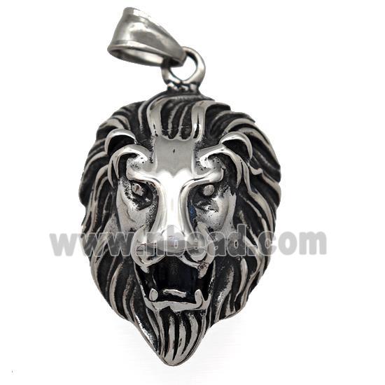 316 Stainless Steel Lion Pendant Antique Silver