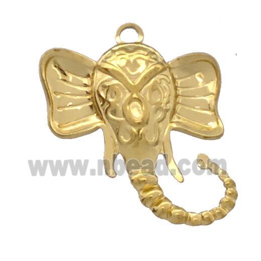 Stainless Steel Elephant Charms Pendant Gold Plated