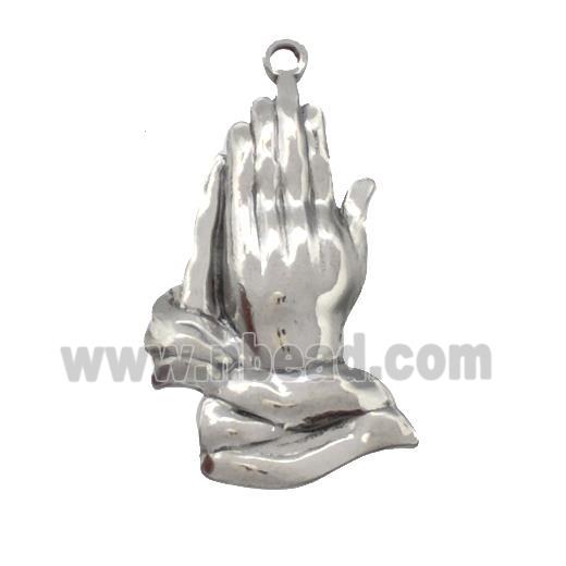 Raw Stainless Steel Prayer Hands Pendant