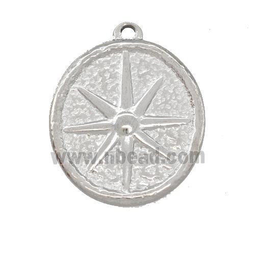 Raw Stainless Steel Compass Pendant