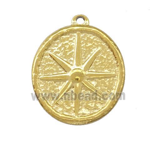 Stainless Steel Compass Pendant Gold Plated