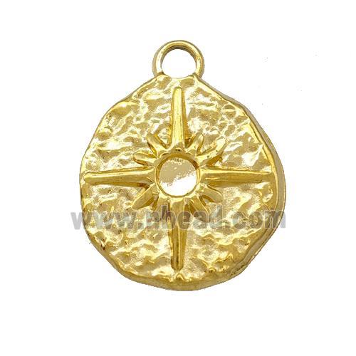 Stainless Steel Sunburst Pendant Circle Gold Plated