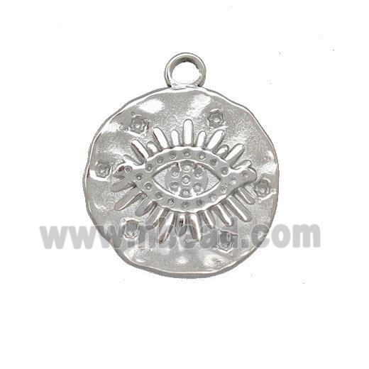 Raw Stainless Steel Eye Charms Pendant Circle