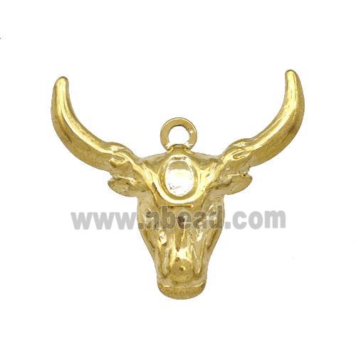 Stainless Steel Bull Head Pendant Cow Gold Plated