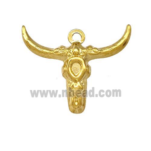 Stainless Steel Bull Head Pendant Cow Gold Plated