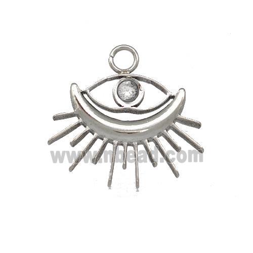 Raw Stainless Steel Eye Pendant Pave Rhinestone