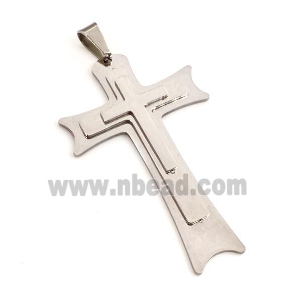 Raw Stainless Steel Cross Pendant