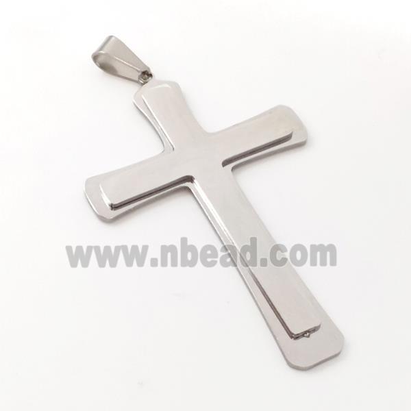 Raw Stainless Steel Cross Pendant