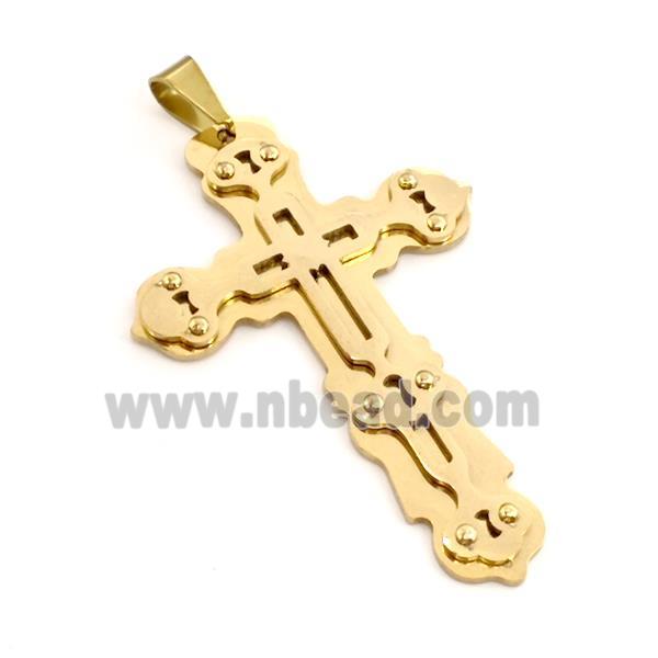 Stainless Steel Cross Pendant Gold Plated