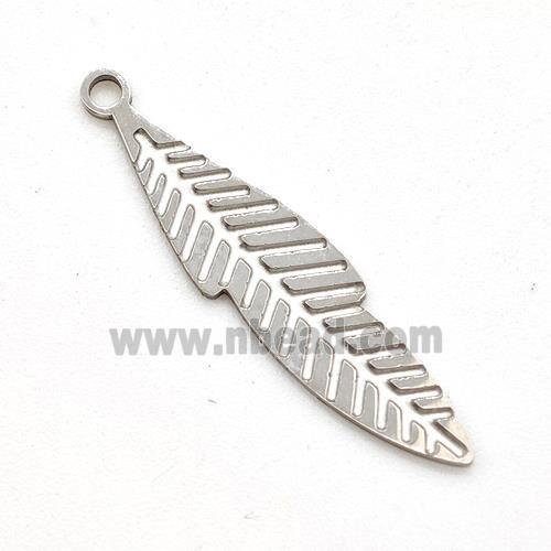 Raw Stainless Steel Leaf Pendant