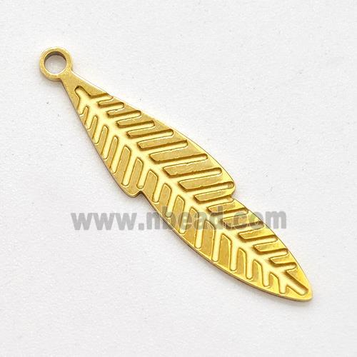 Stainless Steel Leaf Pendant Gold Plated