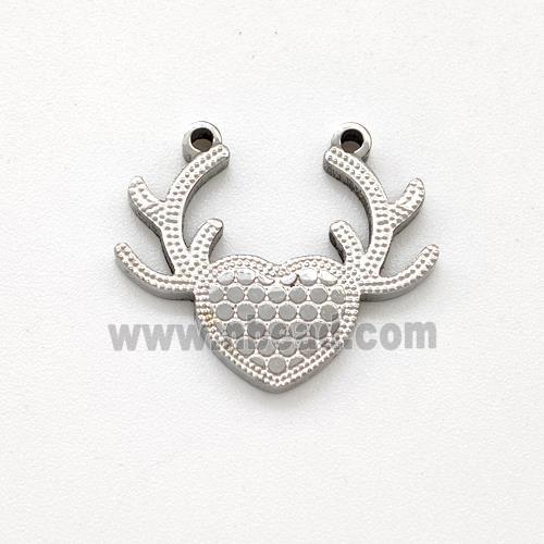 Raw Stainless Steel Deer Pendant Heart 2loops