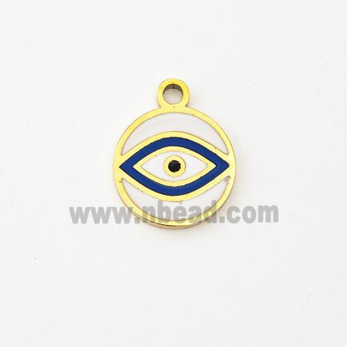 Stainless Steel Evil Eye Pendant Circle Blue Enamel Gold Plated