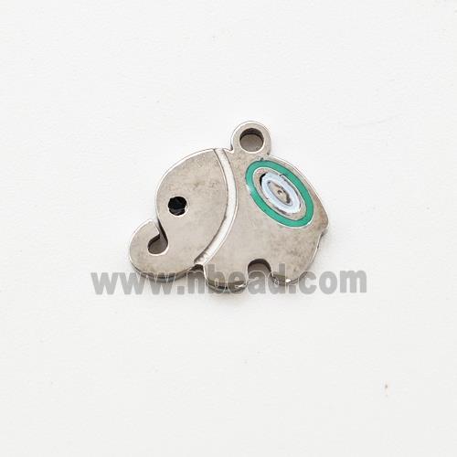 Raw Stainless Steel Elephant Pendant Enamel