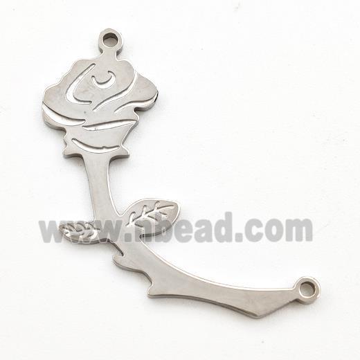 Stainless Steel Rose Flower Pendant 2loops