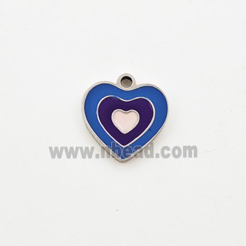 Raw Stainless Steel Heart Pendant Enamel