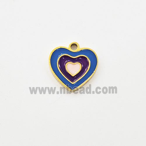 Stainless Steel Heart Pendant Enamel Gold Plated