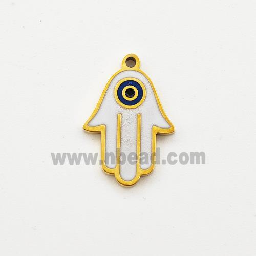 Stainless Steel Hand Pendant Enamel Evil Eye Gold Plated