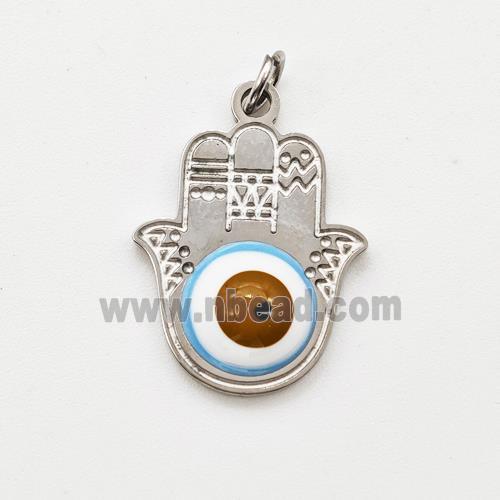 Raw Stainless Steel Hand Pendant Evil Eye