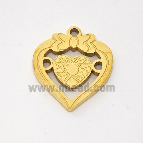 Stainless Steel Heart Pendant Gold Plated