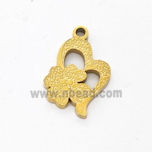 Stainless Steel Heart Pendant Clover Gold Plated