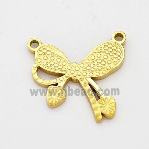 Stainless Steel Bowknot Pendant 2loops Gold Plated