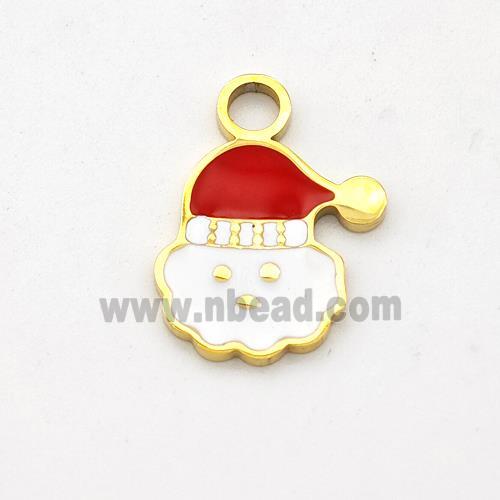 Santa Claus Charms 304 Stainless Steel Pendant Enamel Gold Plated