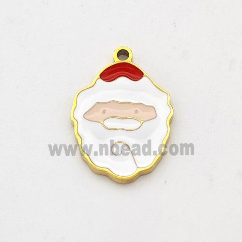 Santa Claus Charms 304 Stainless Steel Pendant Enamel Gold Plated