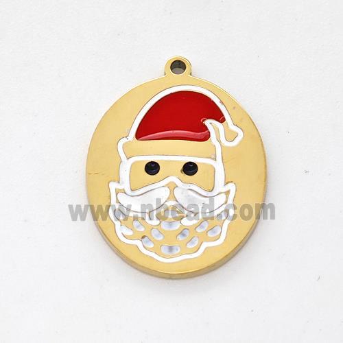 Santa Claus Charms Stainless Steel Pendant Enamel Gold Plated